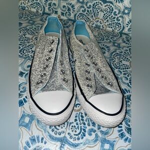 Silver Converses Size 9 Stained